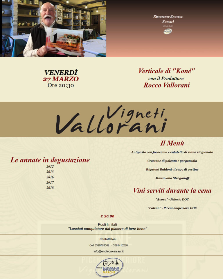 Verticale di "Konè" - Vigneti Vallorani 27/03/2026